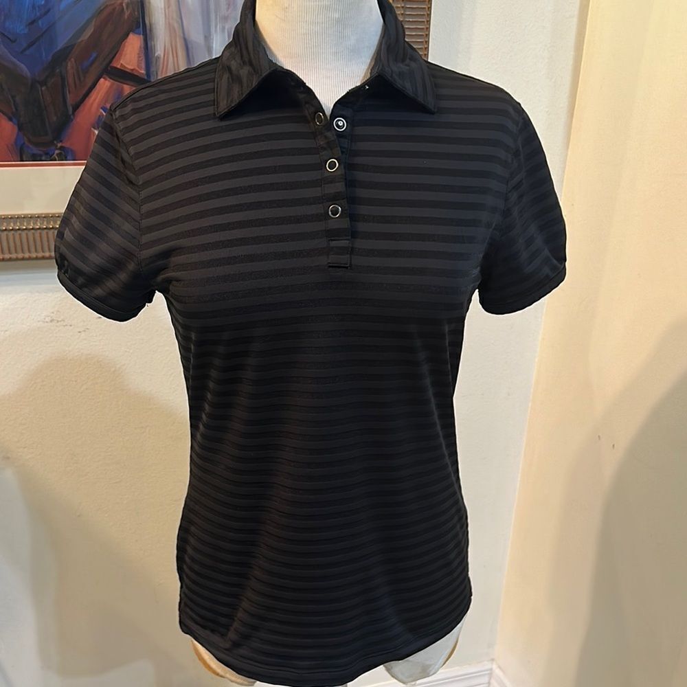 Callaway Striped Polo Shirt w/ Snap Buttons Size Small